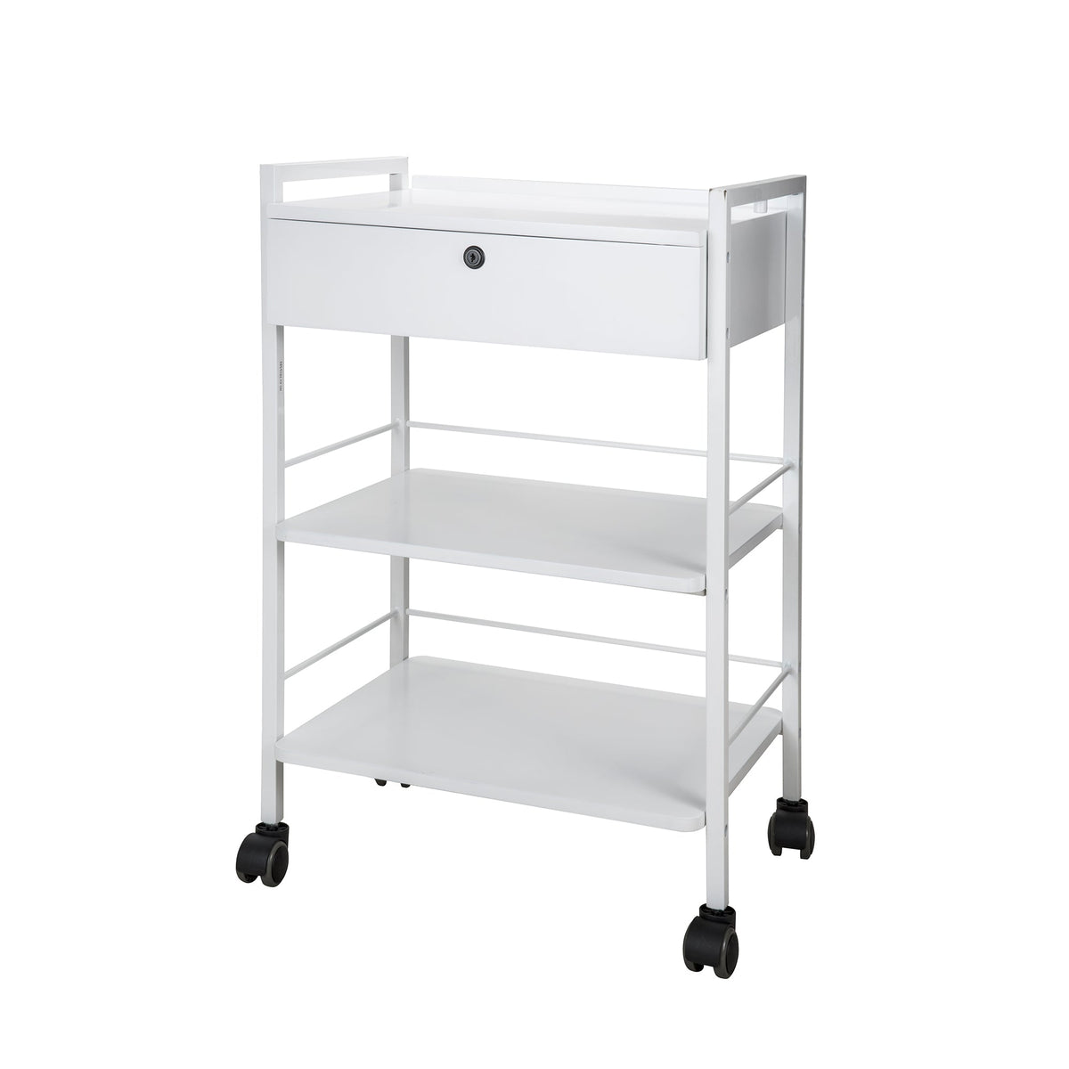 Fulham Beauty Trolley in white with one drawer and two shelves