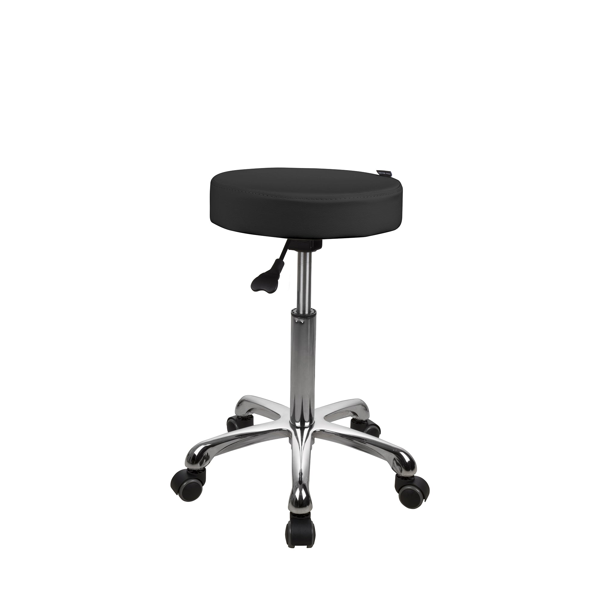 Eden Salon Stool Black Upholstery Polished Metal Base