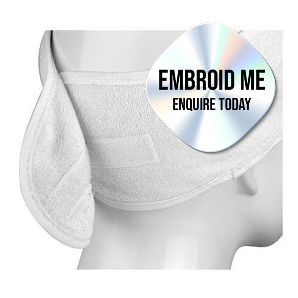 Barneys Terry Towel Headband with Velcro - White