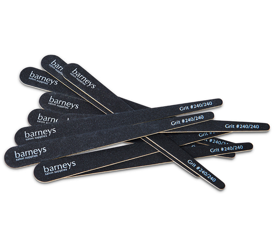 Barneys Disposable Tapered Black Nail Files - #240/240 Grit - 10 Pieces