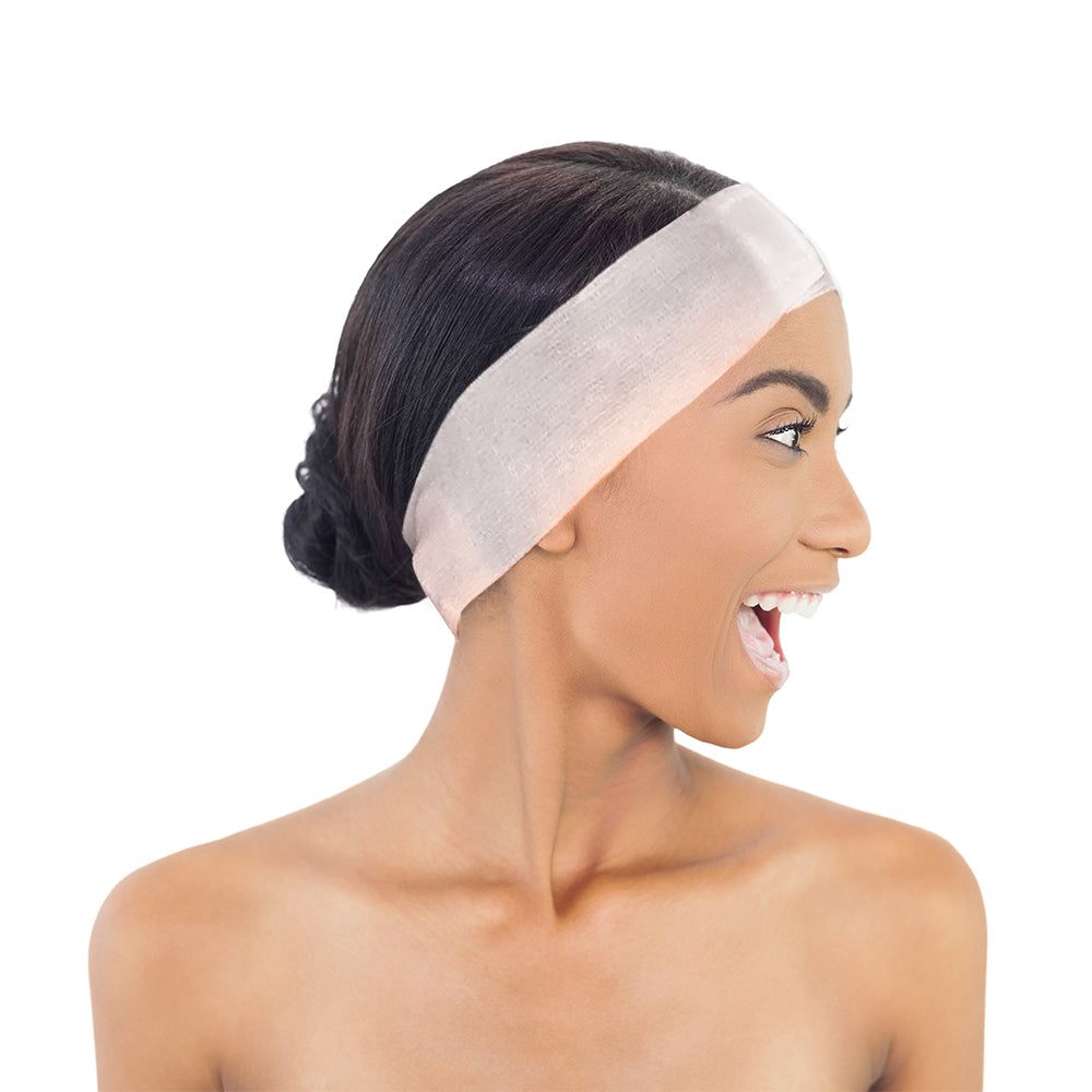 Barneys Lite Stretch Disposable Headbands with Velcro - White - 50 pieces