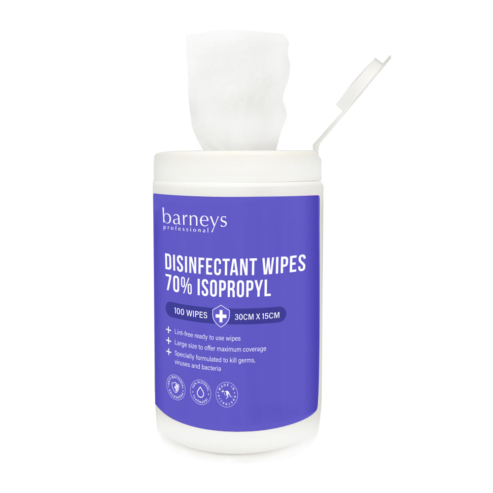 Barneys Disinfectant Wipes - 70% Isopropyl Alcohol - 30cm x 15cm - 100 Pieces