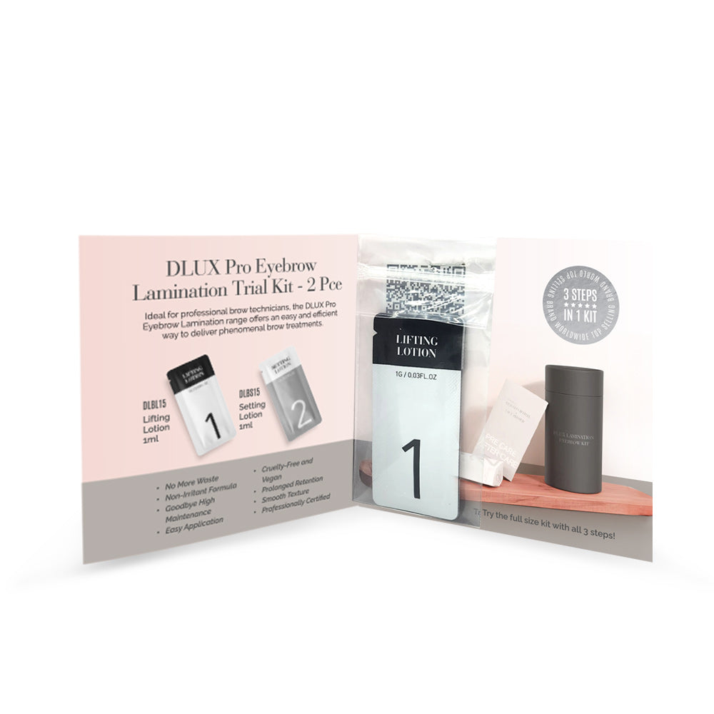 DLUX Pro Eyebrow Lamination Trial Kit Lotion Step 1, 2 & 3 - 1 Sachet each