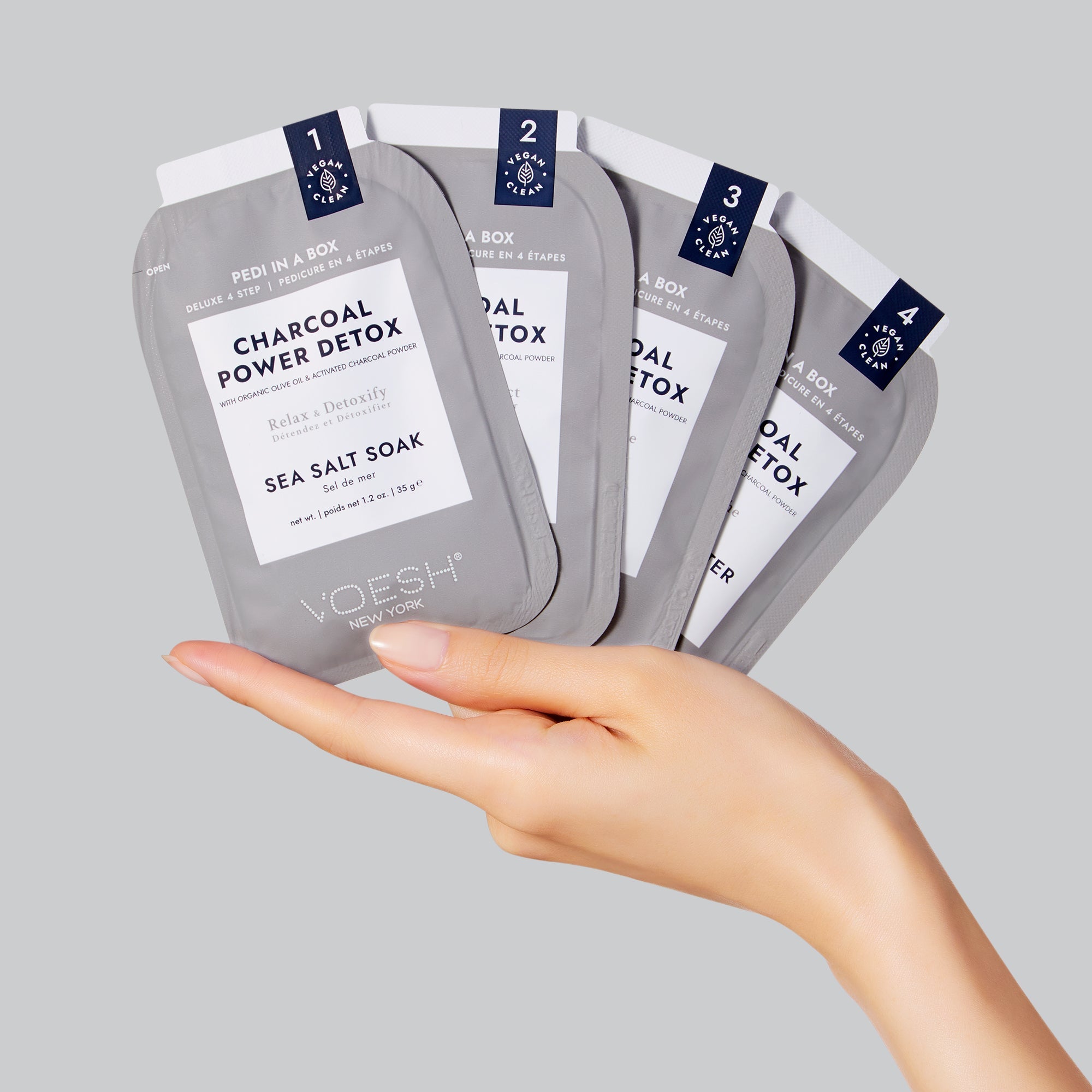 Voesh Deluxe 4 Step Pedi-in-a-Box Charcoal Power