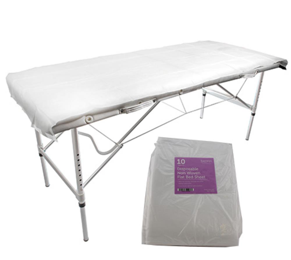 Barneys Disposable Non-Woven Flat Bed Sheet White - 1000mm x 2200mm - 10 Pieces