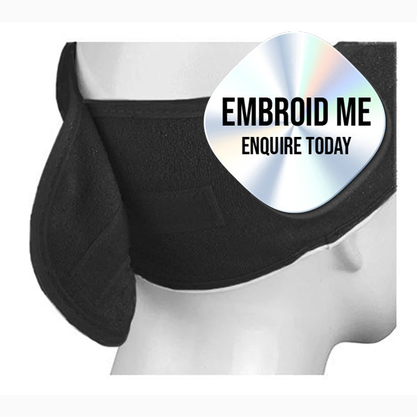 Barneys Terry Towel Headband with Velcro -Black