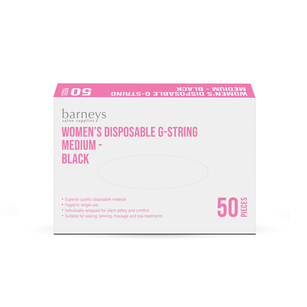 Barneys Women's Disposable G String Black - Medium - Pack of 50