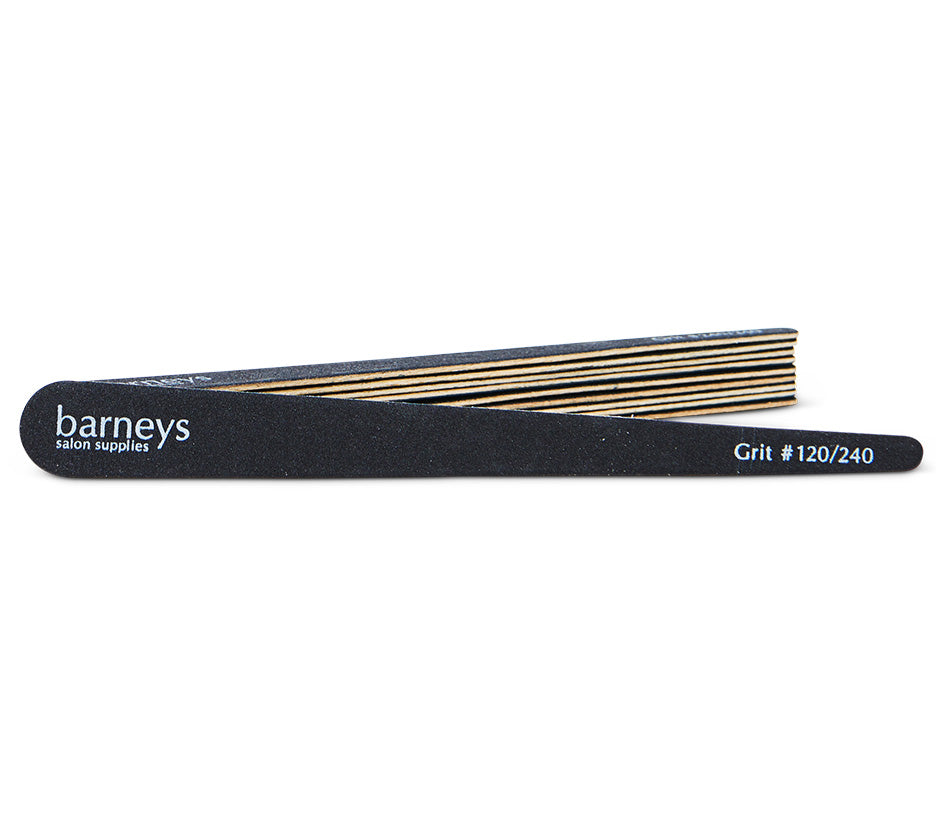 Barneys Disposable Tapered Black Nail File #120/240 Grit - 10 Pieces