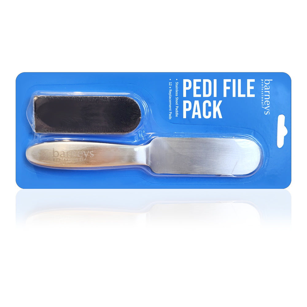 Barneys Stainless Steel Pedicure File Kit- Including 12 Replacement Pads in all grits