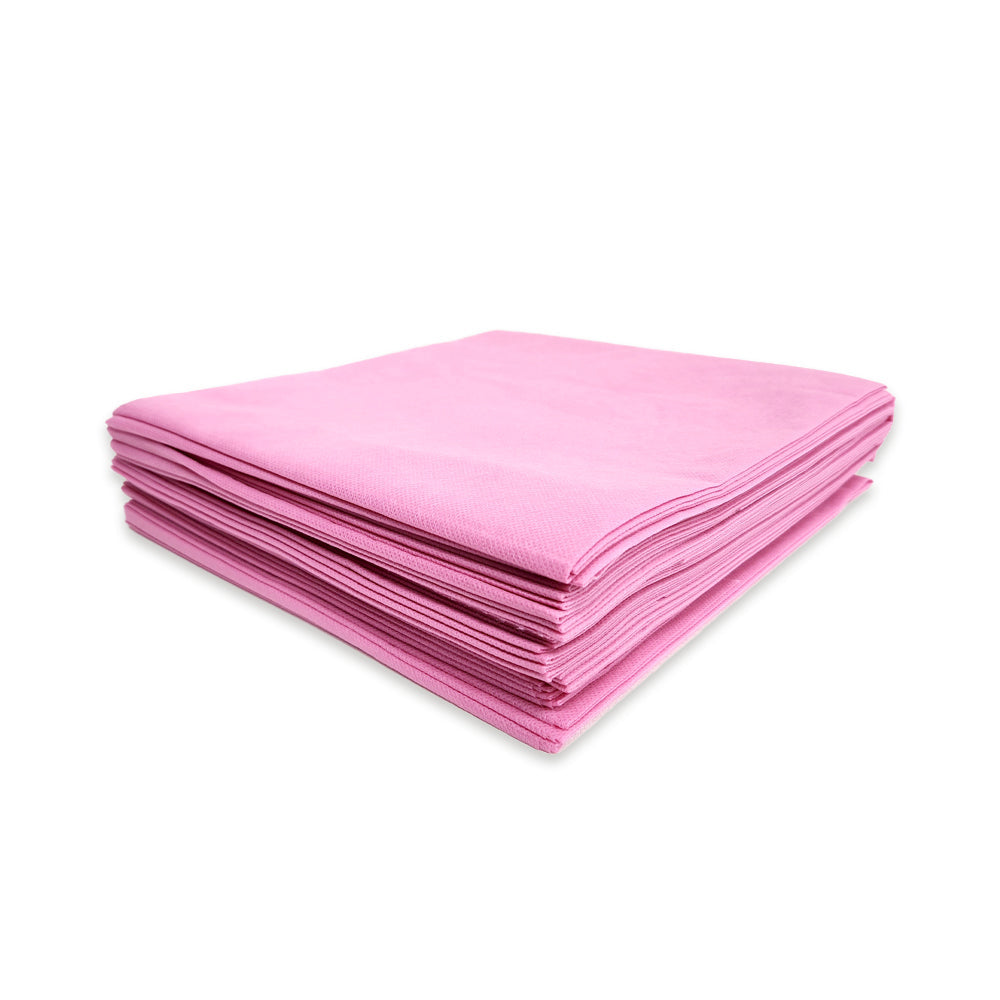Barneys Disposable Non-Woven Flat Bed Sheet Pink - 100cm x 220cm - 10 Pieces