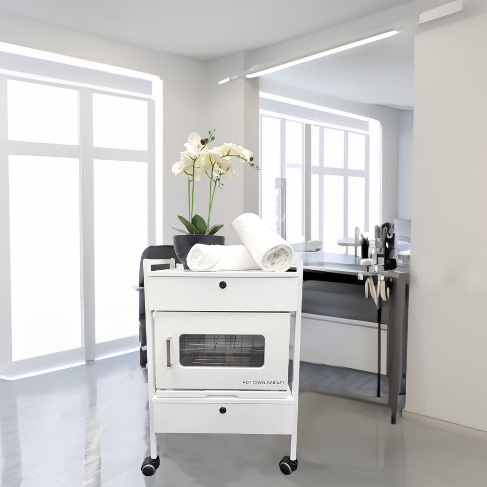 Fulham two drawer beauty trolley in a salon setting