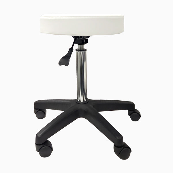 Barneys Eden Salon Stool White Upholstery Black Base