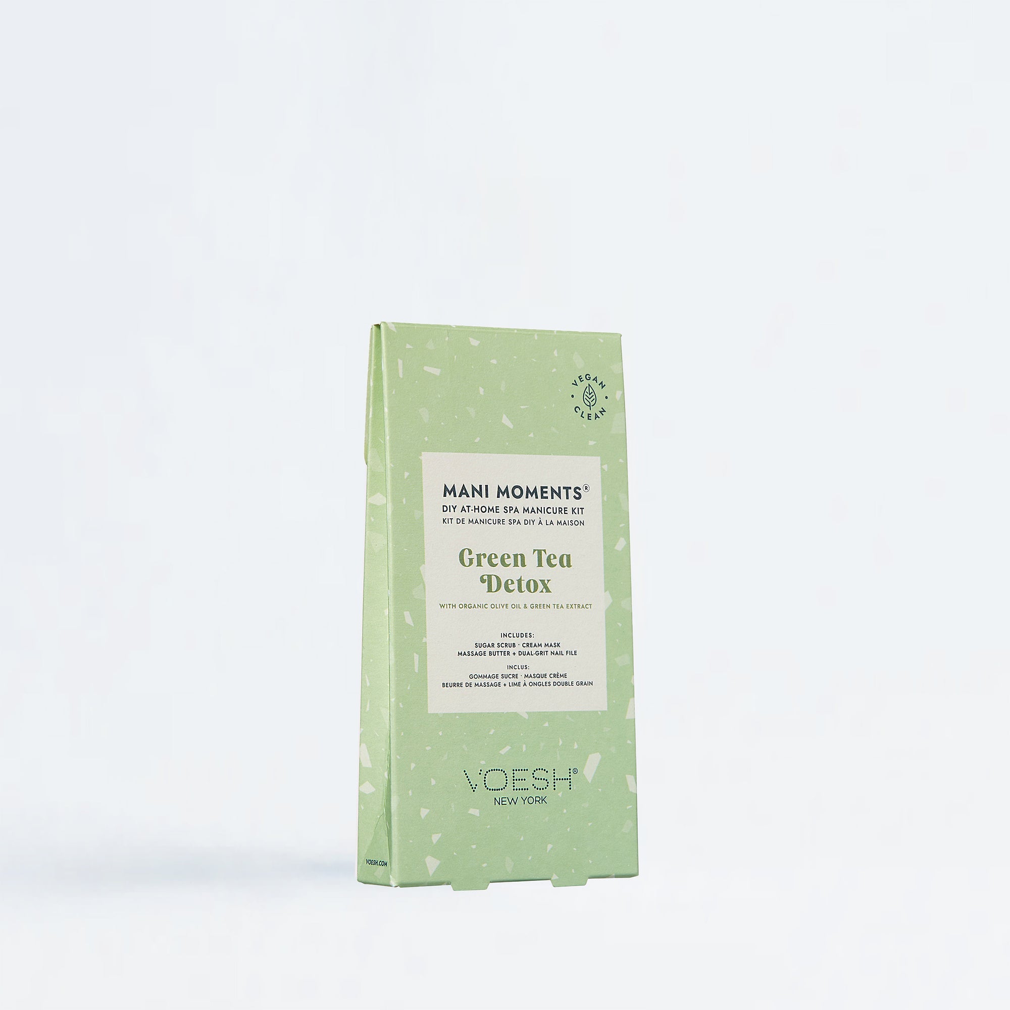 VOESH Green Tea Detox mani moments kit packaging on a white background